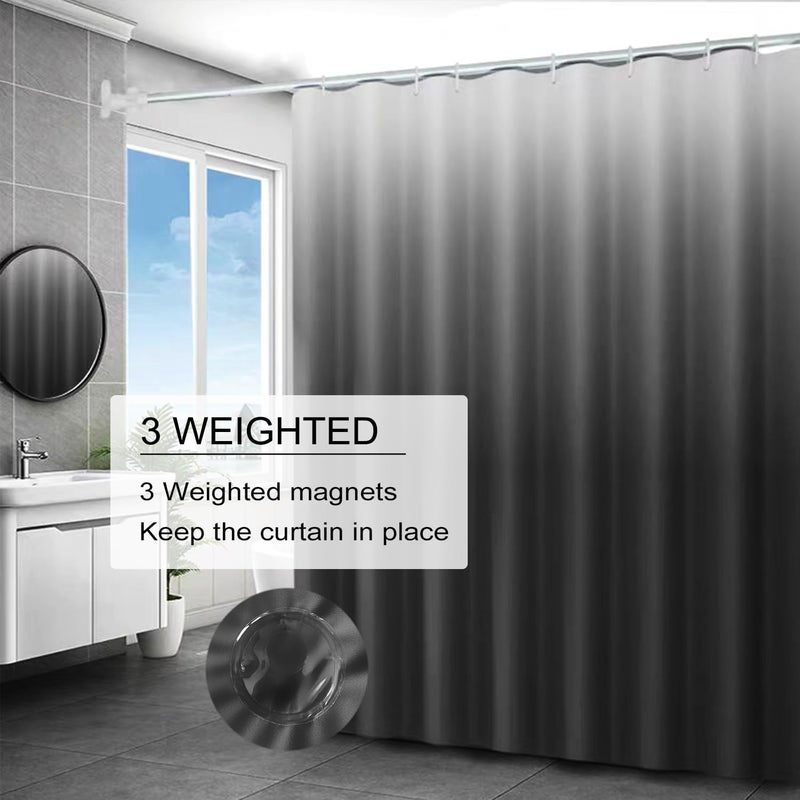 TIKABC Shower Curtain Liner, 4G PEVA Shower Liner, Plastic Waterproof Shower Curtains, with Grommet Holes and 3 Magnetic Weights(Gradient Grey) - Image 4